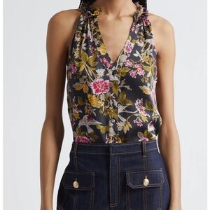 NEW Cinq a Sept Hannah Jessie Floral Sleeveless Silk Top - Medium